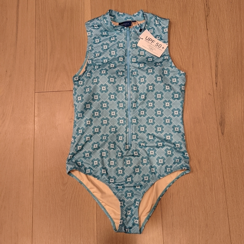 Woman's One Piece Swimsuit - Blue Pattern
